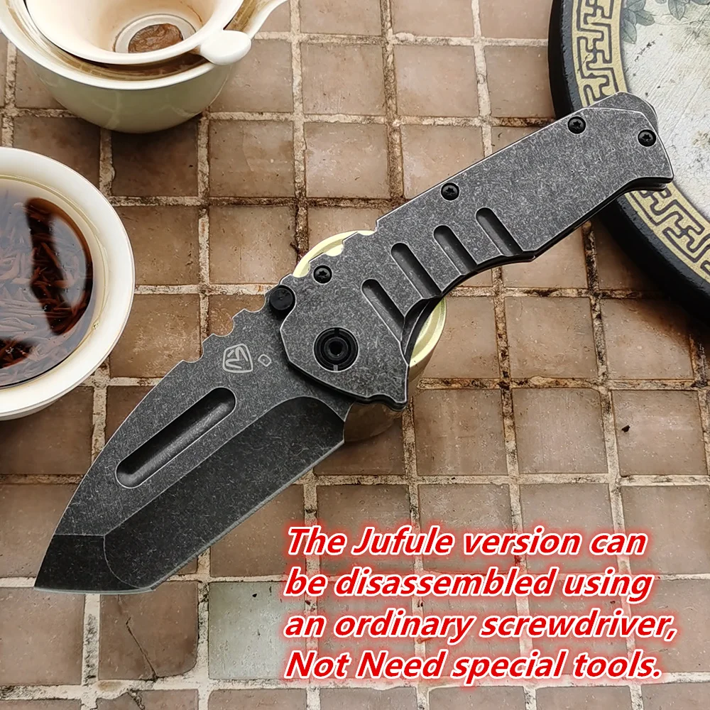 

Рукоятка из стали JUFULE с логотипом D2, медная шайба, инструмент для кемпинга и охоты, практичный тяжелый тактический складной нож