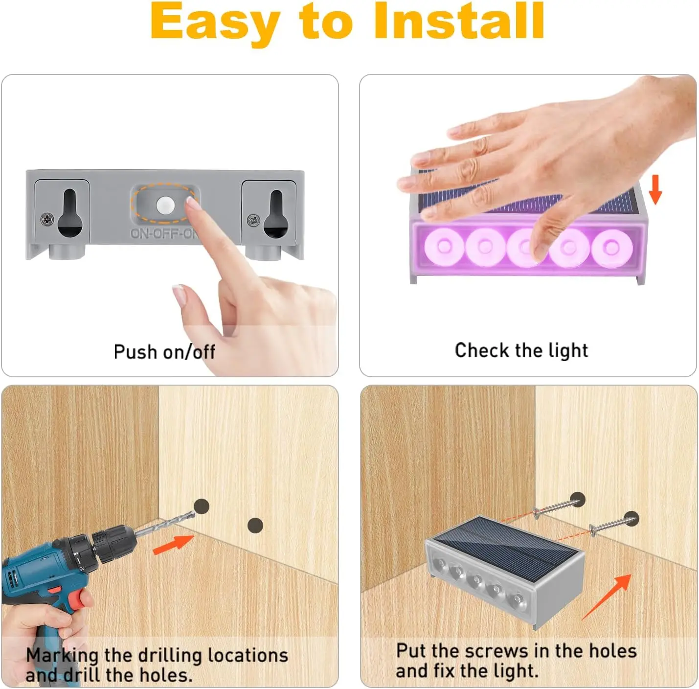 4/6 шт. RGB солнечный светильник для лестницы наружного декора ступенчатого забора