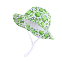 kids summer beach hat infant toddler fruit printed chin strap bucket hat wide brim for baby cotton sun protection hats 0 5 4y