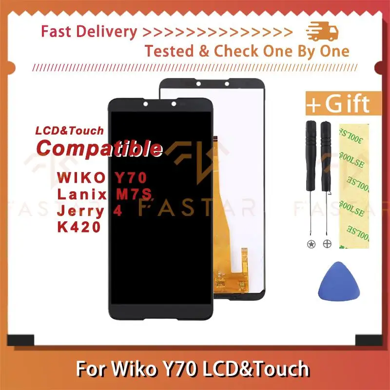 

5.99" Tested For WIKO Y70 Jerry 4 K420 Lanix M7S LCD Display Touch Digitizer Assembly Repair mobile phone Screen Y70 lcd