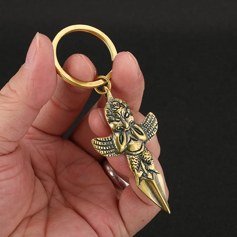 

3Pc Vintage Antique Bronze Vajra Brass Key Bule Pendant National Fashion Classical Decorative Car Hanging Ornaments Wholesalent
