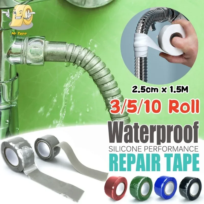 3/5/10 рулонов сверхпрочная водонепроницаемая лента из волокна предотвращает