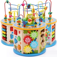 activity cube 10 in 1 bead maze multipurpose educational toy six sided large round bead treasure box puzzle beaded math toy