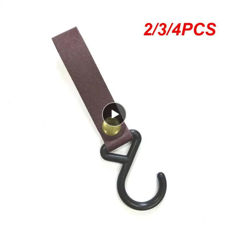 

2/3/4PCS Portable Campsite Storage Strap Leather Outdoor Hanging Hooks Rope Clothesline Lanyard Canopy Hanger S-shaped