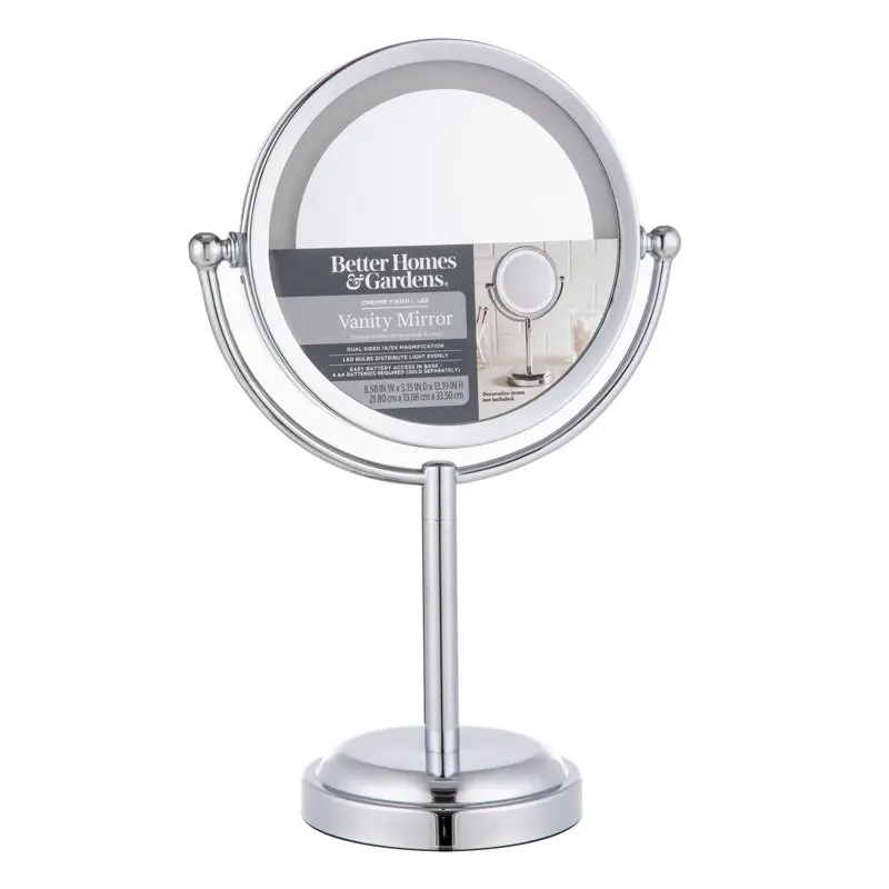 

LED mirror Freestanding Round LED Lighted Vanity Mirror, Chrome