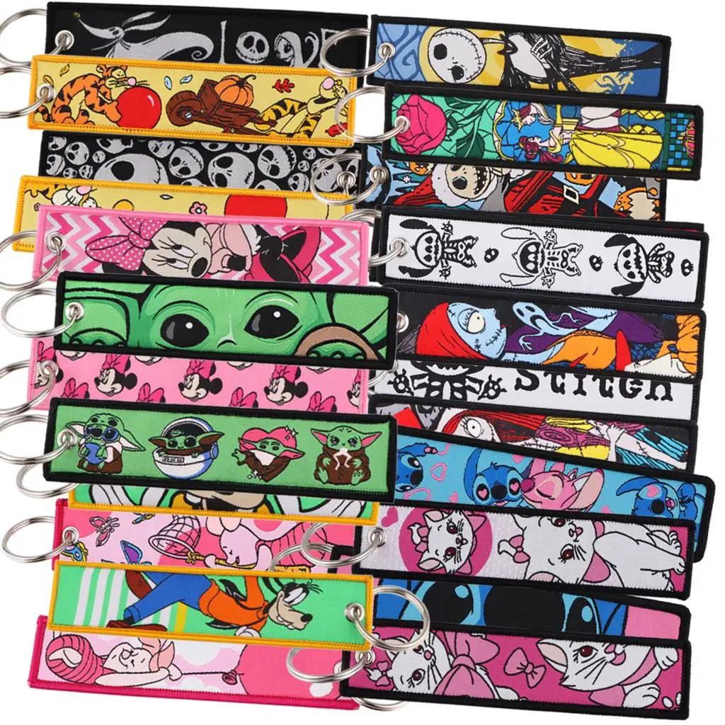 

Cartoon Kawaii Key Tag New Embroidery Key Fobs For Motorcycles Cars Backpack Chaveiro Fashion Keychain Key Ring For Kids Gifts