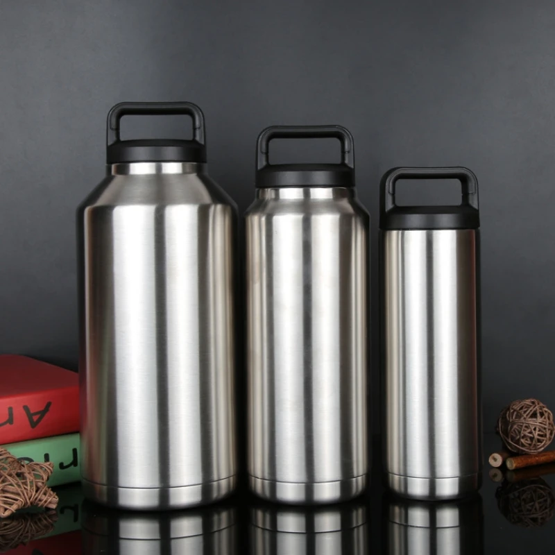 

64oz outdoor sports kettle double stainless steel heat preservation kettle travel cup coffee cup hot kettle