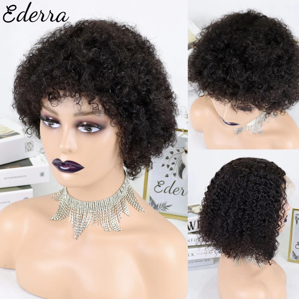 

Fluffy Afro Kinky Curly Wig For Black Women Remy Brazilian Human Hair Short Sassy Human Hair Wigs For Black Women Glueless