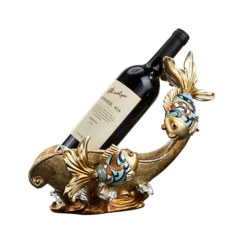 

Table Elegant Wine Holder Set Design Resin Bottle Wine Rack Storage Luxury Wedding Fish Creative Porta Vinho Home Garden