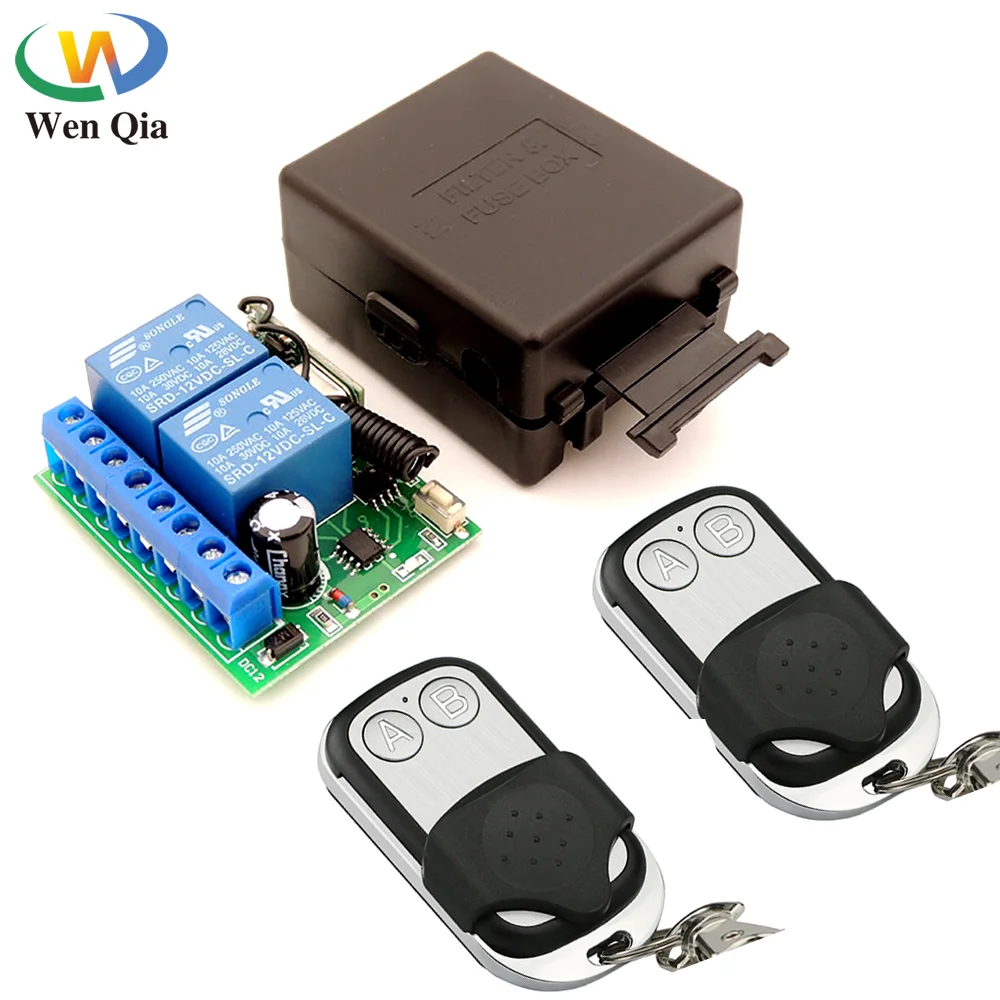 

433MHz Remote Control Switch DC12V 10A 2CH rf Wireless Relay Receiver and Transmitter for Universal Garage door and gate Control