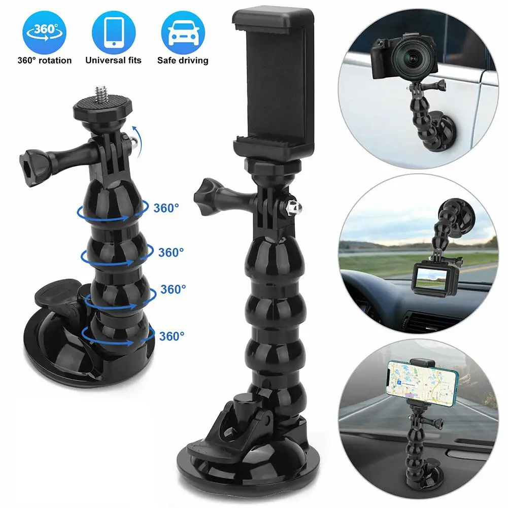 

Car Suction Cup Mount Phone Holder Adjustable Angles Video Navigation Bracket Compatible For Gopro Action Camera Drop Shipping