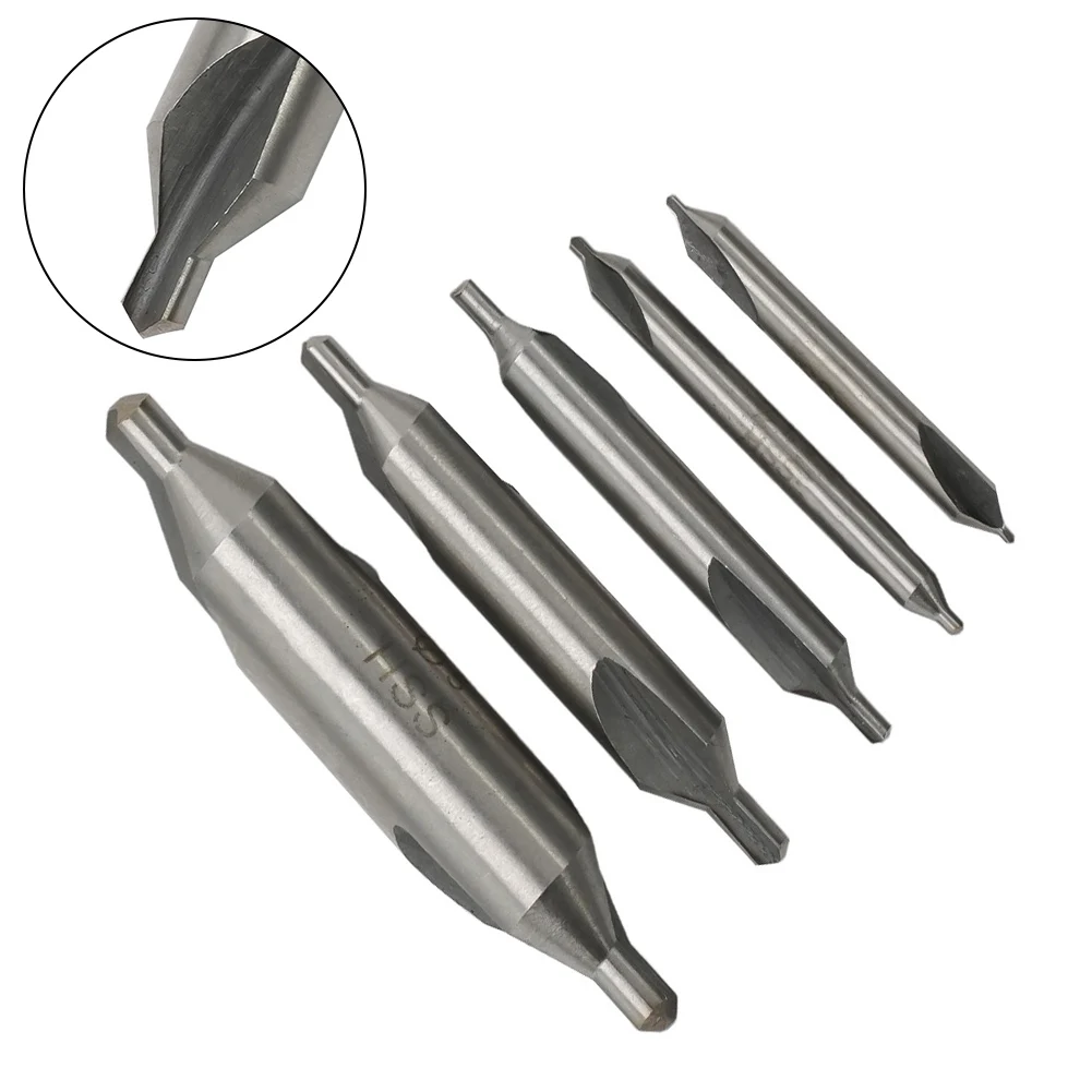 

5Pcs Double Ended Drill Bit Countersink Tackle Center Spotting Mill 5/3.15/2.5/1.5/1mm Power Tools HSS Lathe Combined Tool