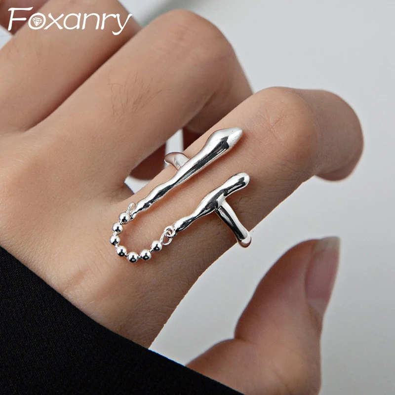 

DAYIN Minimalist Silver Color Finger Rings for Women Couples New Fashion Simple Chain Tassel Geometric Handmade Party Jewelry