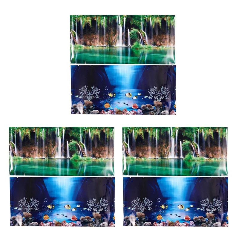 

3X Синий свежий морской фон аквариум океан Пейзаж Плакат аквариум фон