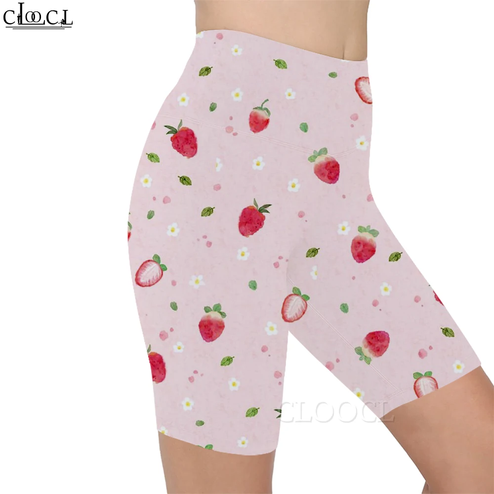 CLOOCL Delicious and Cute Strawberries Leggings 3D Pattern Printed Shorts Women Sexy Gym Sweatpants for Female Gym Sports Shorts