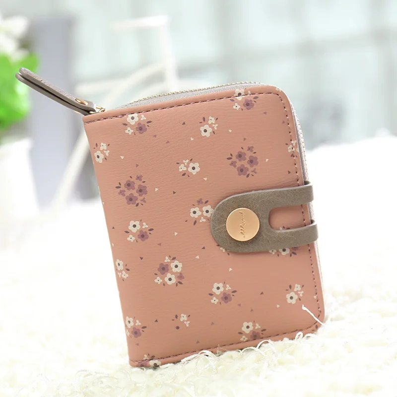 

New Fashion Print Ladies Small Purse Women Short Foldable Floral Cute Wallet