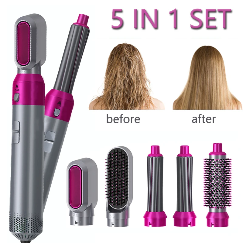 

5 in 1 Hair Dryer Hot Comb Set Wet and Dry Professional Curling Iron Hair Straightener Styling Tool Hair Dryer Household
