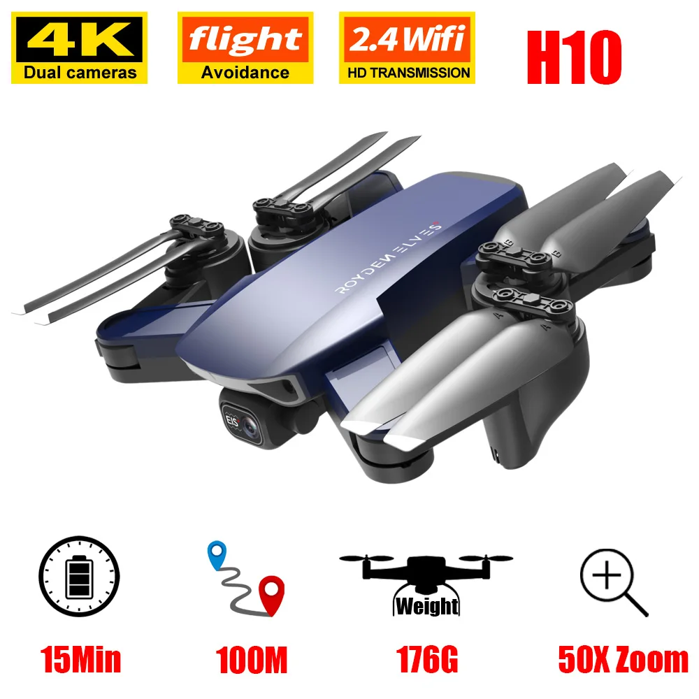 

Дрон H10 4K HD Двойная камера с оптическим потоком расположение высоты 50X зум OFP FPV с одной кнопкой возврат складной Квадрокоптер игрушки