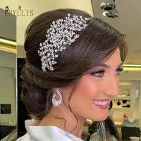 a253 b zircon leaves headpiece wedding fashion bride hairband birthday headwear party hair jewelry diamond bride headdress