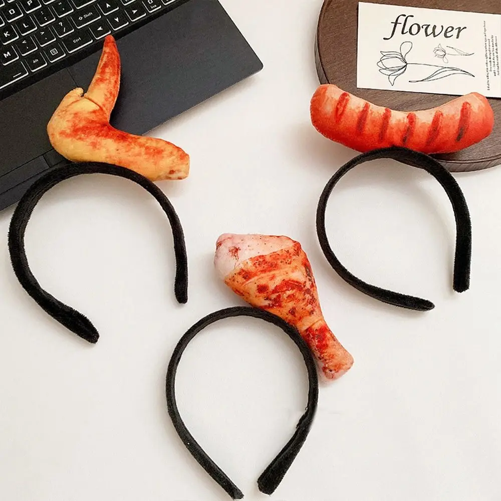 Забавный обруч для волос с имитацией клубники кость гамбург хот-дог повязка на