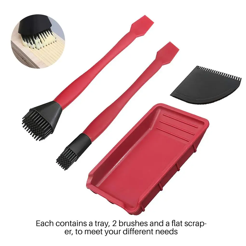 

4 Pcs Woodworking Brush Tool Set Glue Tray Flat Scraper