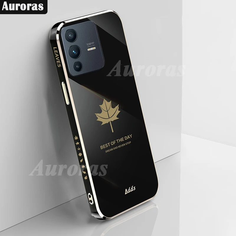Auroras для vivo V23 V25 Pro Чехол Мягкий силиконовый бампер с покрытием задняя крышка VIVO X80 Y02 Y22S Y35 V21 V25 V25E V23E в виде клена