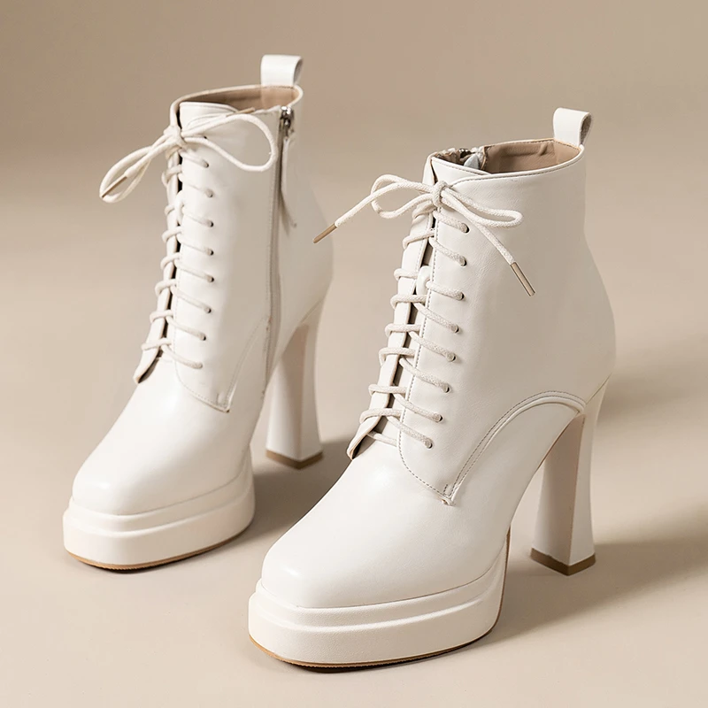 Женские ботильоны на высоком каблуке массивная обувь платформе трендовые