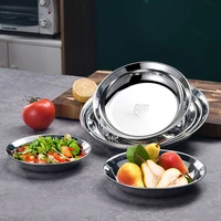 1pcs 304 stainless steel plate for household salad fruit vegetable dish breakfast snack candy baking plate soup dish disc