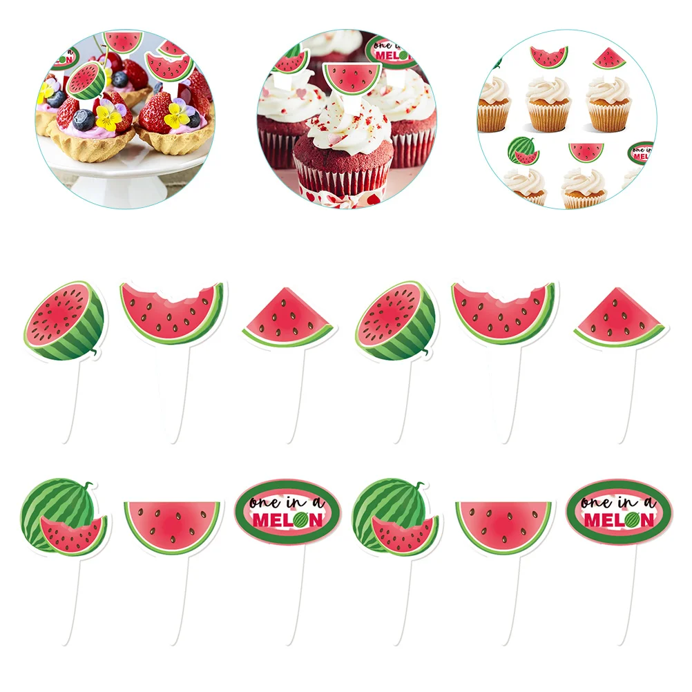 

Cupcake Watermelon Toppers Cake Party Birthday Picks Topper Decoration Melon One Afruit Decorations Baby Decor Supplies Shower