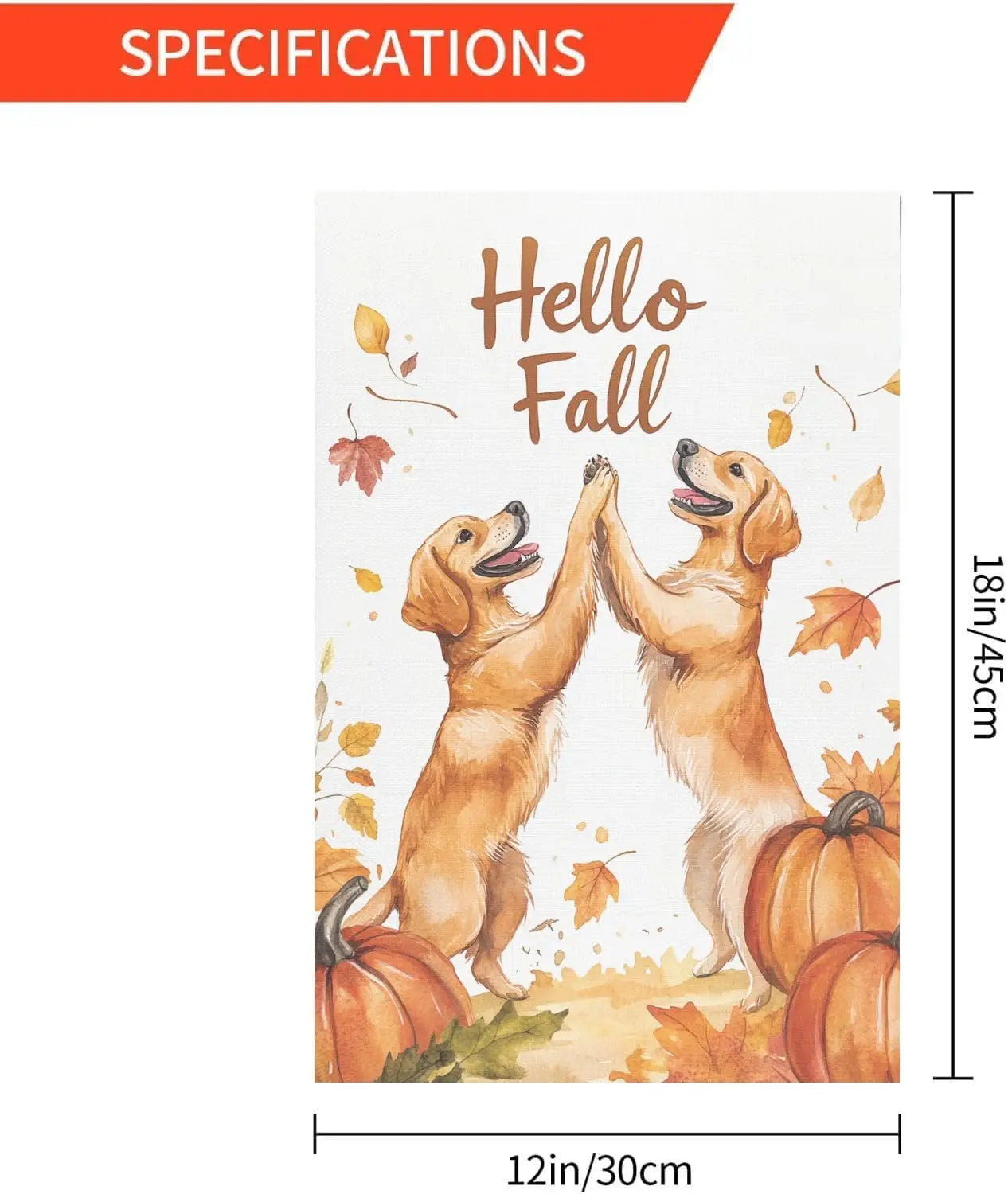 Фото Садовый флаг «Hello Fall» 12x18 дюймов, двухсторонний, золотистый ретривер делает пятью друг с другом садовый флаг Кленовый лист Яр WWL №3