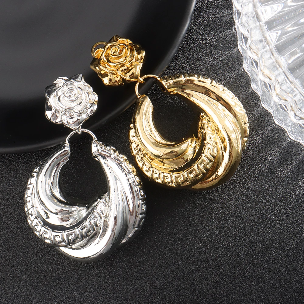 

African Jewelry Set Fashion Dubai Wedding Earrings Pendant Necklace For Bridal Design Gold Plated Nigerian Accessory