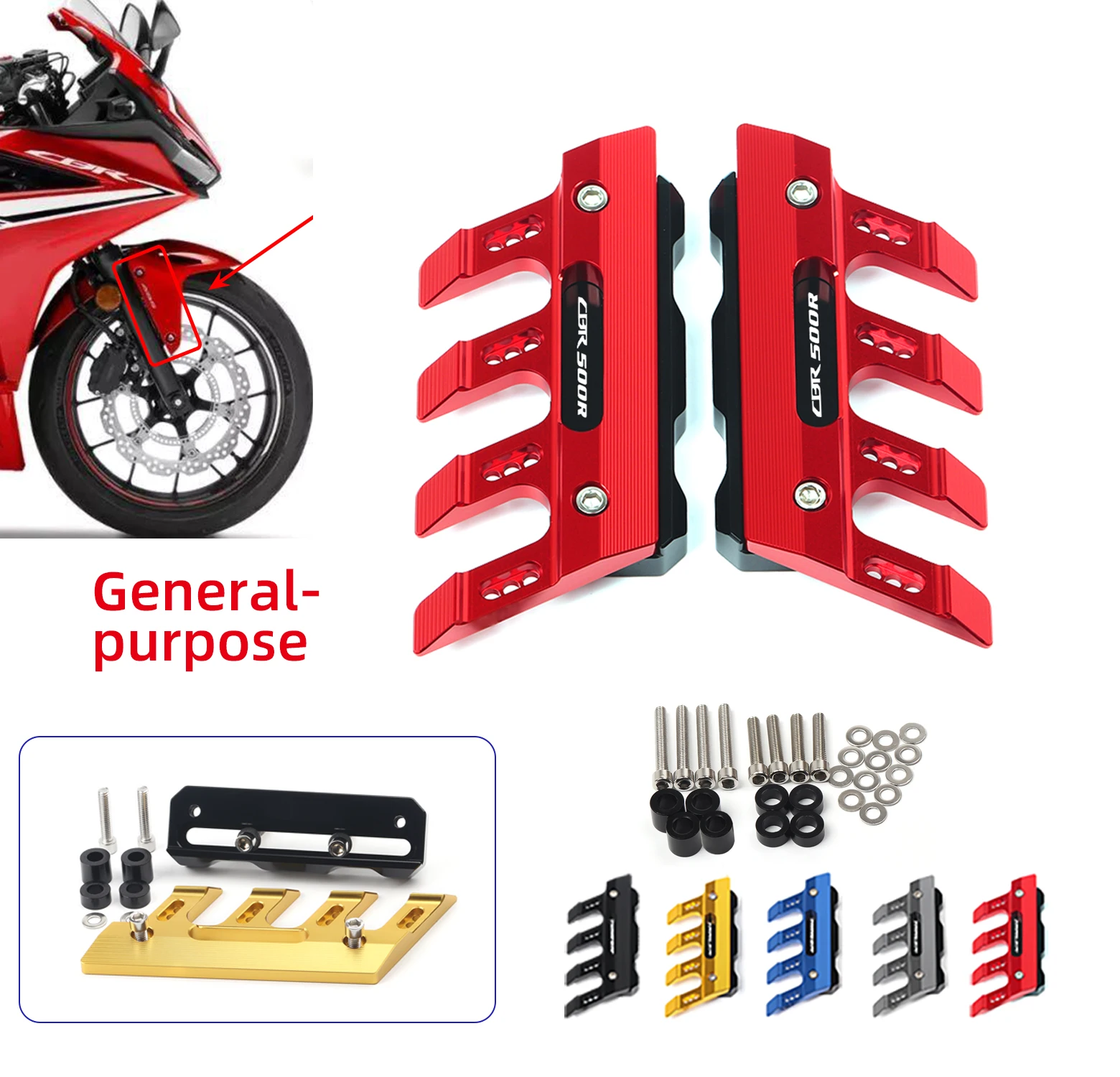 

For HONDA CBR500R CBR 500R Motorcycle Mudguard Front Fork Protector Guard Block Front Fender Anti-fall Slider Accessories