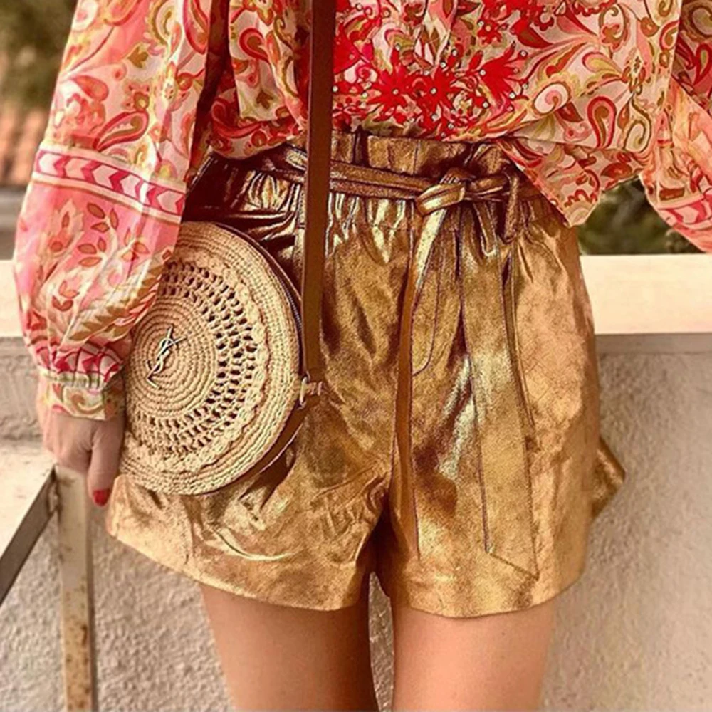 2023 New Women Summer High Waist Lace- Up Shorts Casual Suit Shorts Women Solid Short Pants Ladies Shorts Beachwear