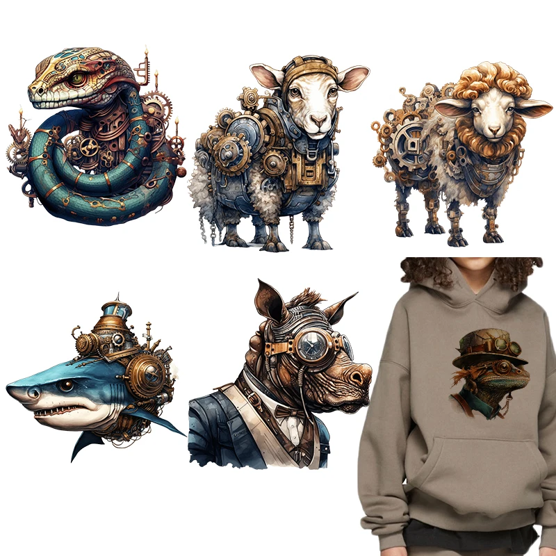 Комбинированные нашивки в стиле ретро с паровыми животными и миром для