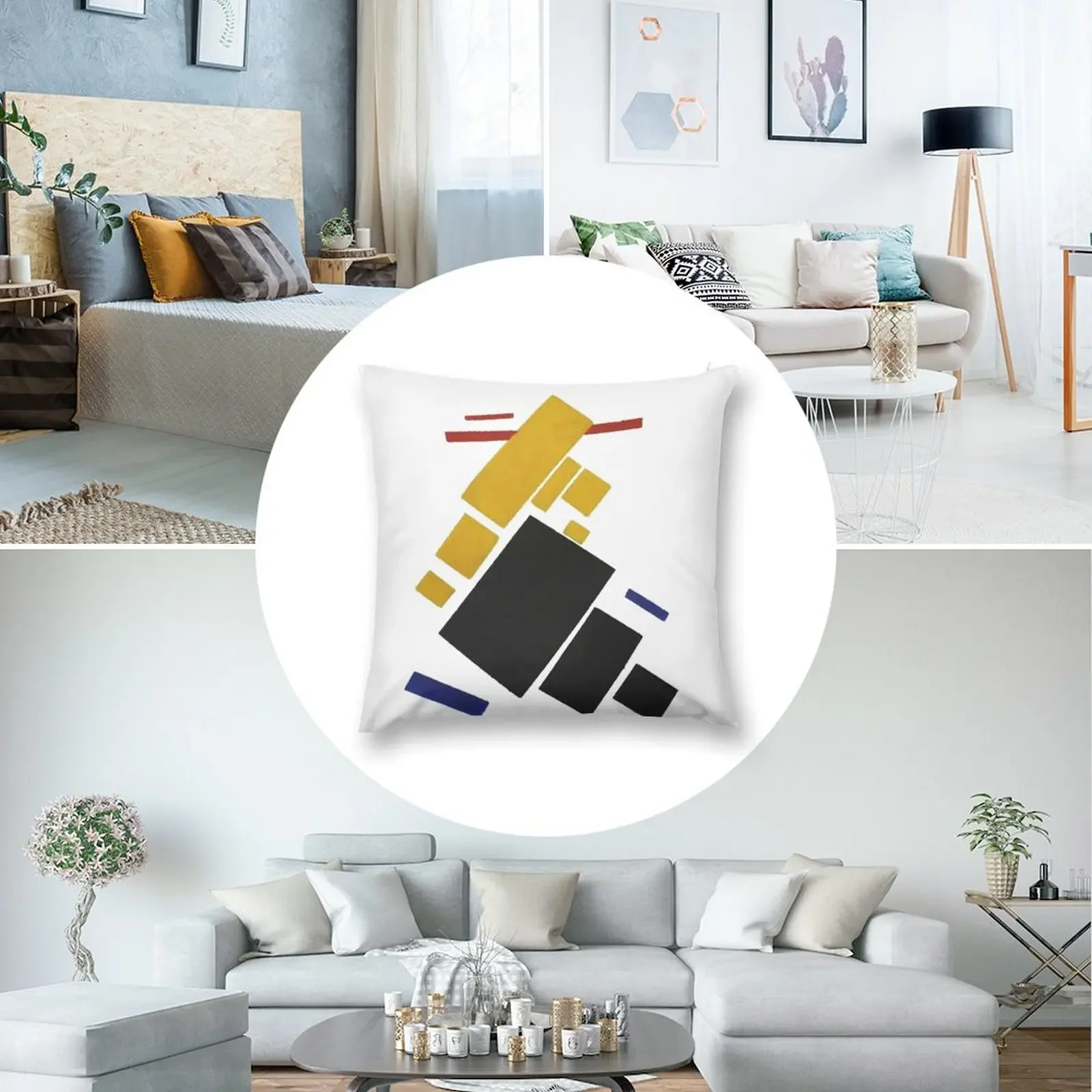 HD - Супрематистская композиция. Летающий самолет Декоративная подушка высокой