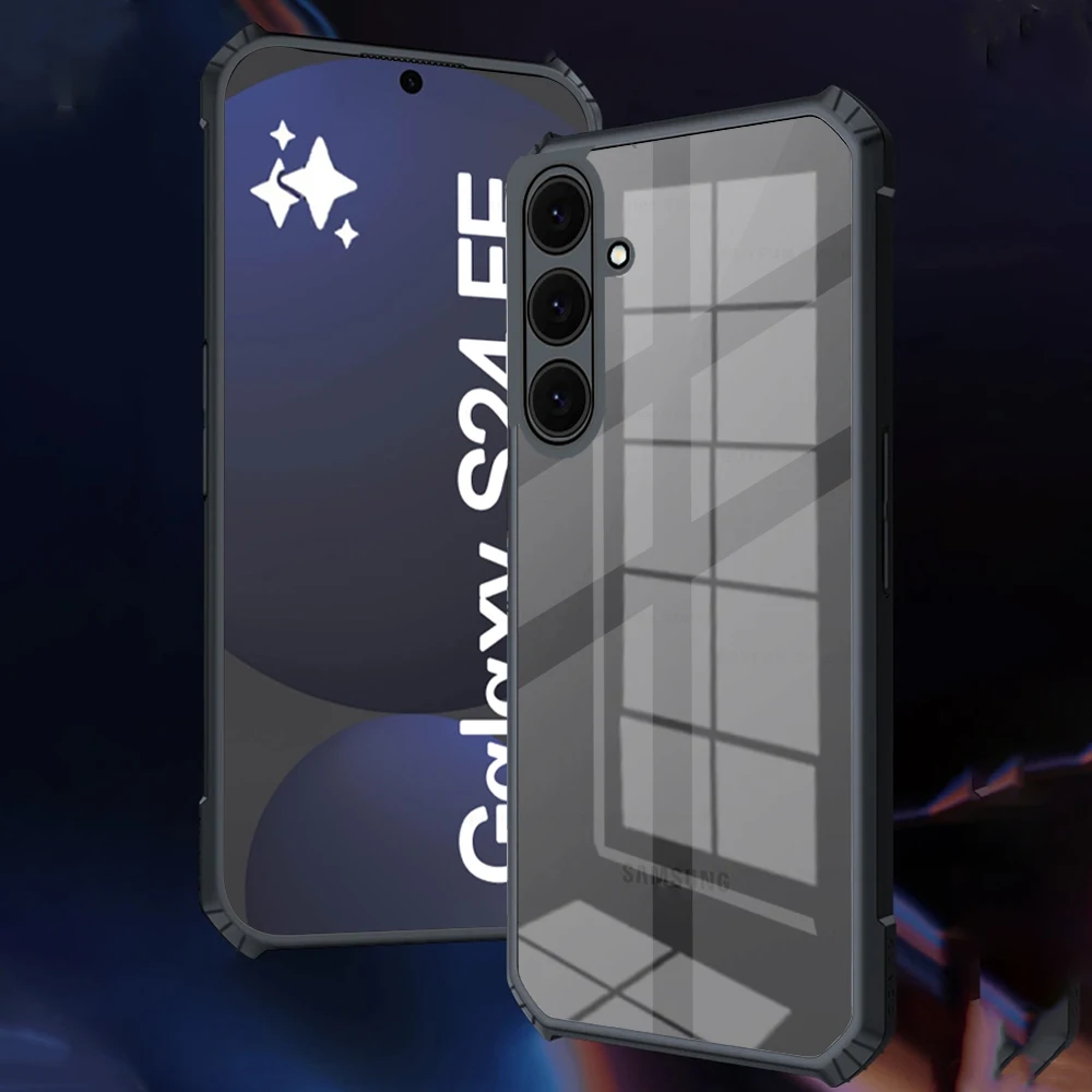 For Samsung Galaxy S24 FE Case Tire Pattern Clear Acrylic Cover Sumsung Smsung S 24FE 5G Camera Protect Shockproof Coques