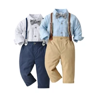 toddler boys clothing set autumn winter children formal shirt topssuspender pants 2pcs suit
