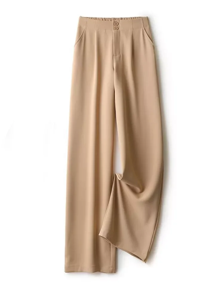 

Summer Women Thin Pants Summer Elastic High Waist Women Wide Leg Pants Loose Korean Fashion White Female Trousers