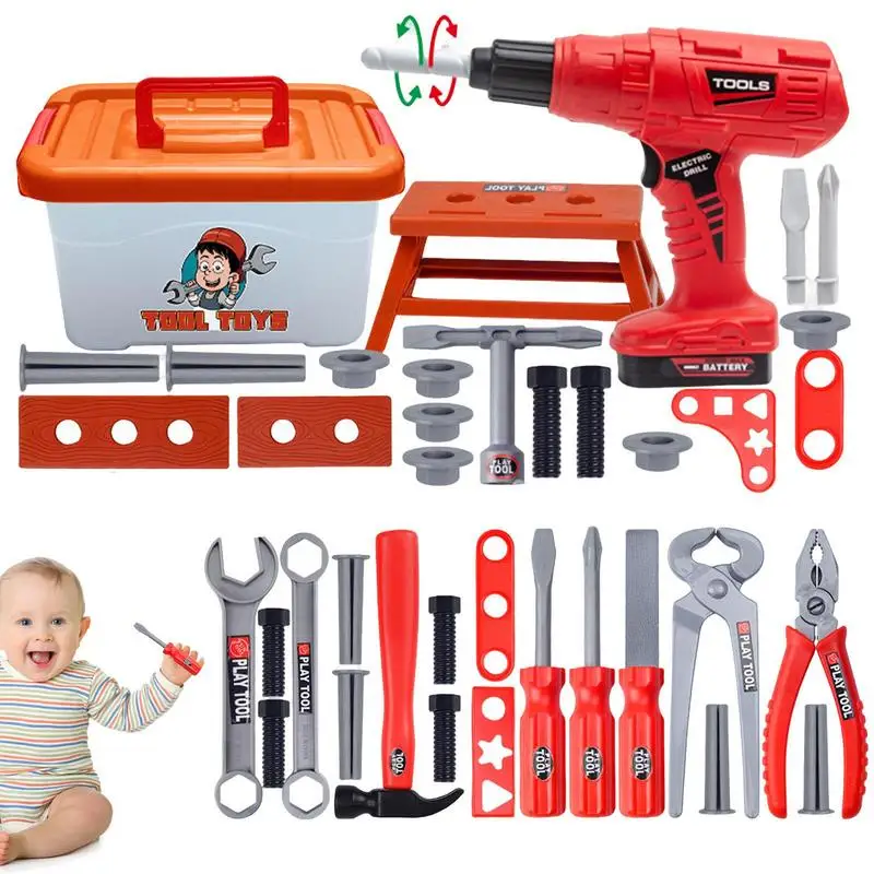 

Kids Tool Set Toys Pretend Play Toy Tools Simulation Toolbox 42PCS Realistic Play Tools Toy Tools For Kids Ages 3 4 5 6 7 Years