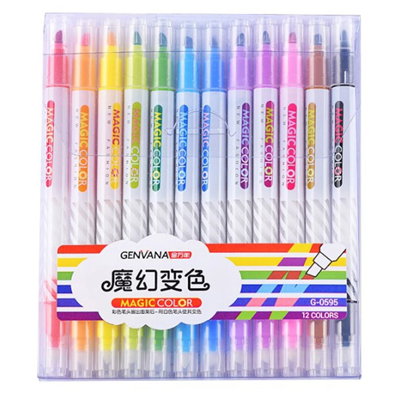 

12Pcs/lot Double-end Erasable Highlighter Pen Markers Pastel Liquid Chalk Marker Fluorescent Milkliner Highlighters Color