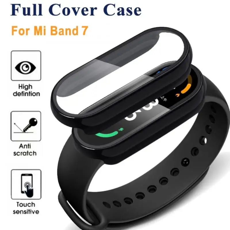 

2in1 Tempered Glass Film Protective Cover Screen Protector Case Screen Protector Full Coverage For Miband 7 Band Nfc