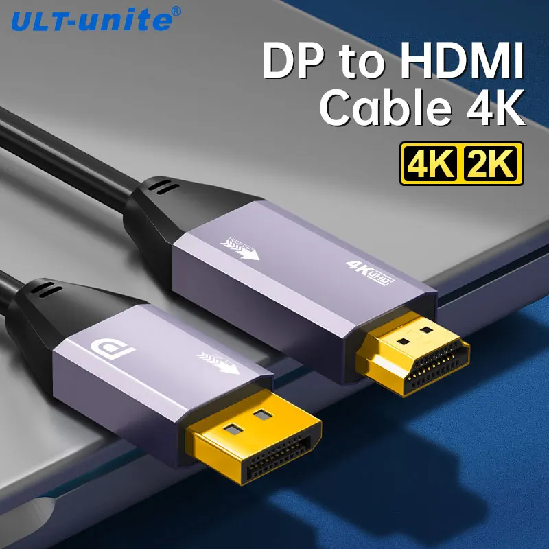 

Displayport to HDMI Cable 4K 60Hz DP to HDMI Cable 1080P 18gbps Cord HD Video Audio Cable Converter for HDTV Mini PC HUB Monitor