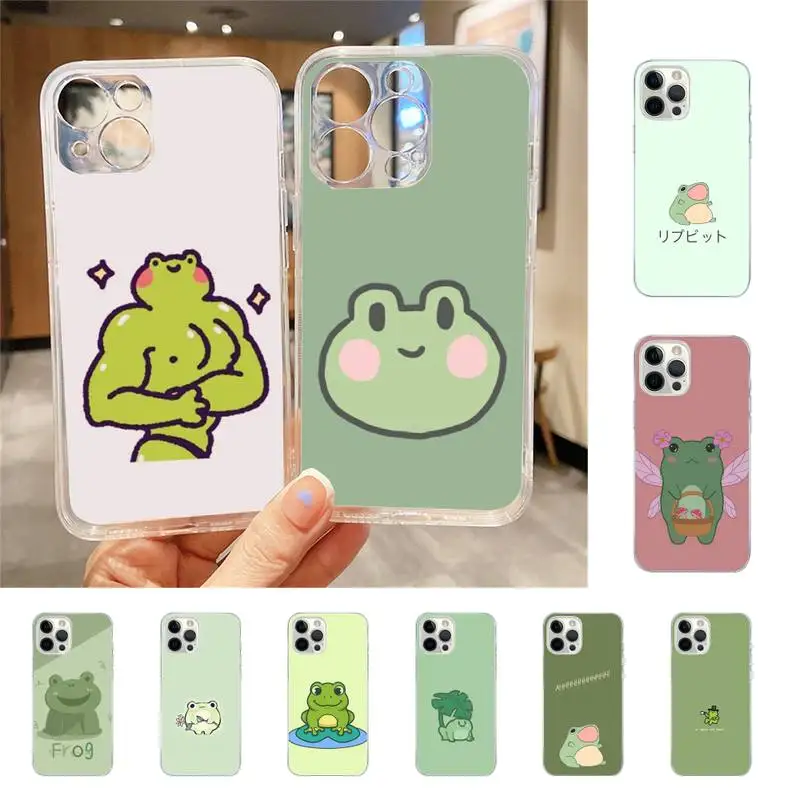 

Green Funny The Frog Cute Cartoon Phone Case For Iphone 7 8 Plus X Xr Xs 11 12 13 Se2020 Mini Mobile Iphones 14 Pro Max Case
