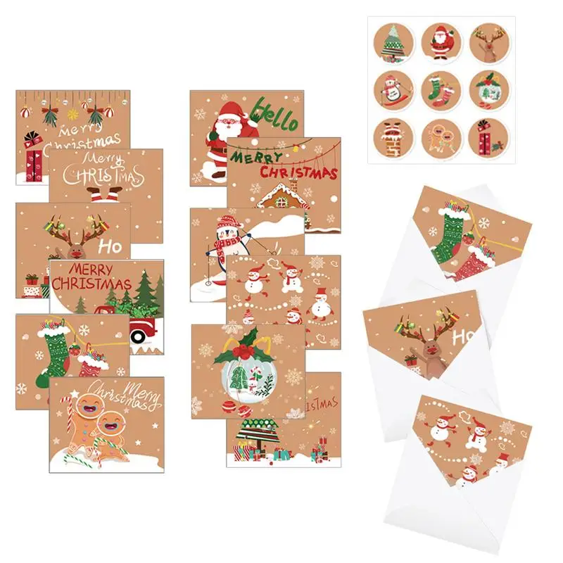

Рождественские открытки с конвертами, рождественские открытки в коробке, ассортимент 24 дизайна, рождественские открытки без рисунка внутр...