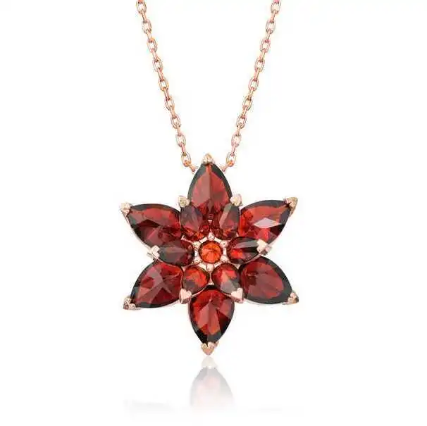 

Tevuli 925 Sterling Silver Red Lotus Flower Necklace