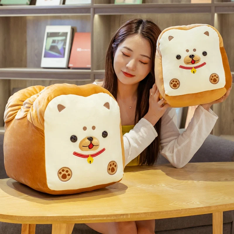 

30/40cm Adorable Long Toast Shaped Shiba Inu Soft Stuffed Cartoon Animal Brown Dog Plush Toy Snuggle Pillow Children Gift