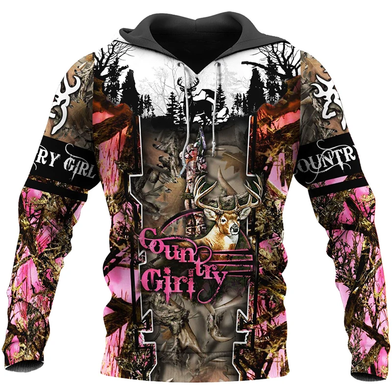 

2021 New Men's Hoodie Harajuku Fashion Sweatshirt Animal Elk Hoodie Hunting Camouflage 3D Printing Funny Streetwear Jacket