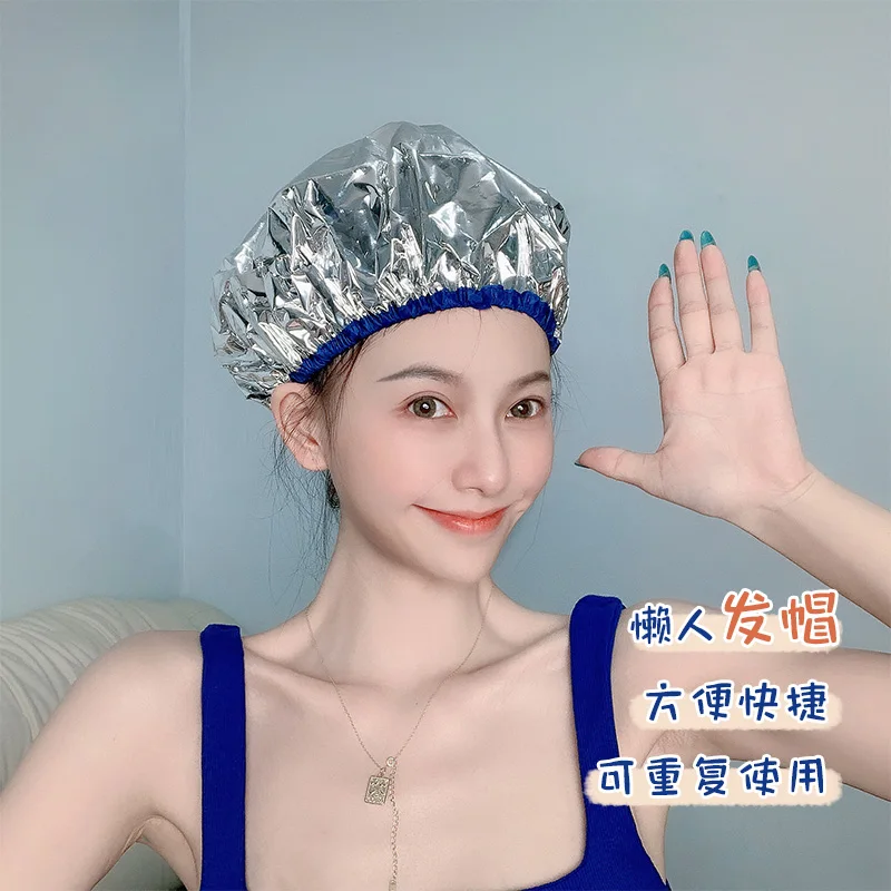 

Reusable hair processing cap, deep conditioning dyeing aluminum hot silver foil mask cap self-heating