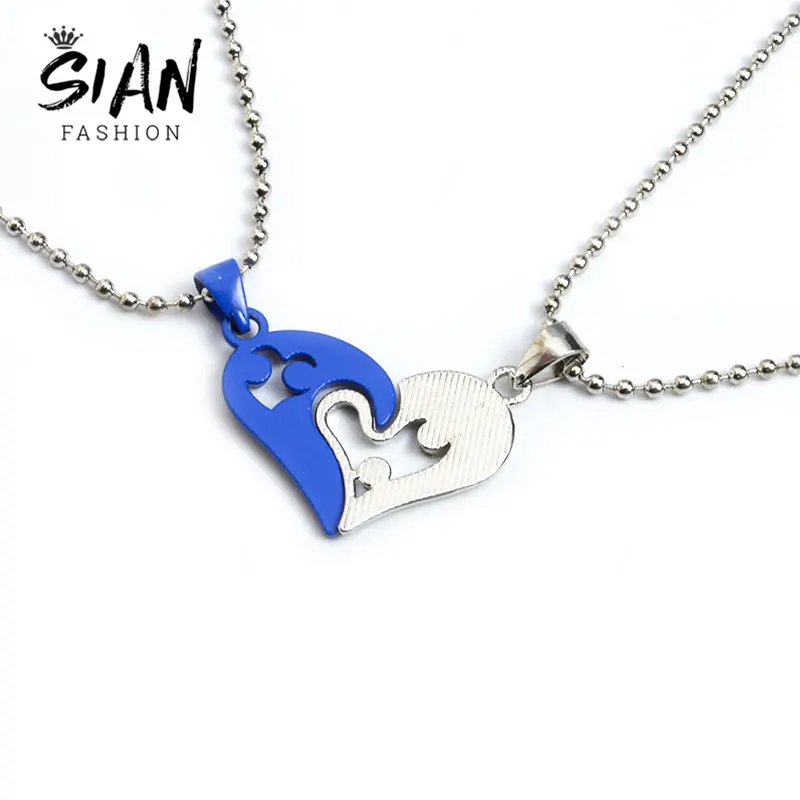 

1 Pair Heart Shape I Love You Pendant Necklace Unisex Lovers Couple Necklace Women Men Accessories Best Friends Jewelry Gifts