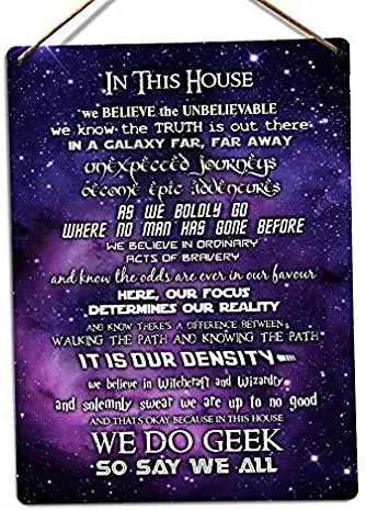 n Ths House We Do Geek (Strs) Twne Metl Wll Br Pub Home Decor Sgn - 8x12 nch